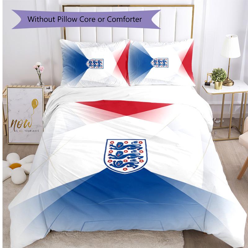 England Football Printed Bedding 3 Piece Set Cozy Breathable Bed Cover Set as Housewarming Holiday Gift