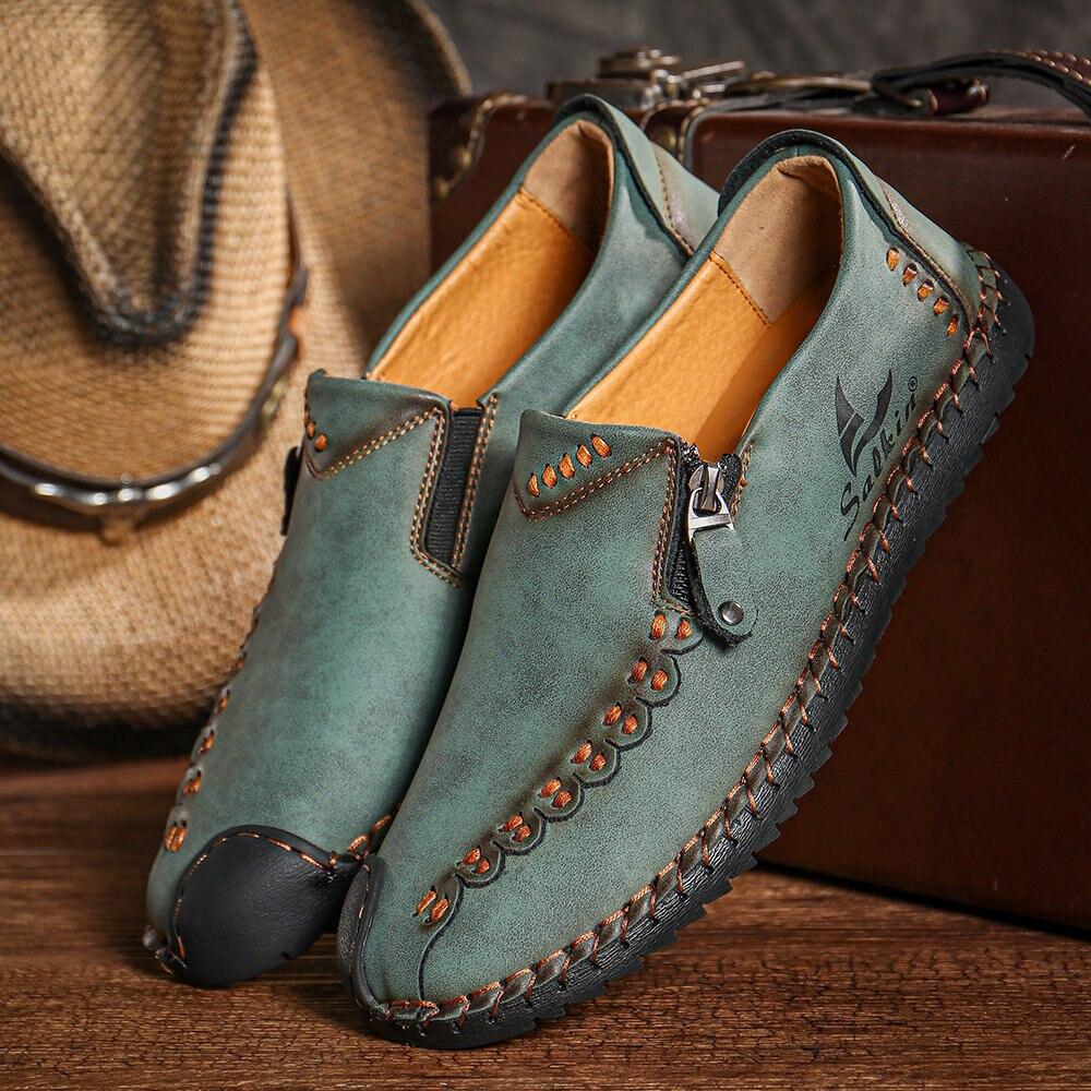 New Fashion Men 'S Handmade Soft Genuine Leather Shoes Outdoor Waterproof Anti Slip Casual Mens Slip -On Shoe