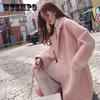 Faux Mink Cashmere Popular Plaid Coat Winter Women's New Korean Version of The Coat Long Lapel Woolen Coat