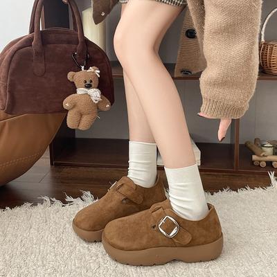 Версия из коровьей кожи, ретро круглый носок, платформа, зимние сапоги-дутики, женские, зимняя новинка, плюшевые хлопковые туфли, носить хлопковые туфли