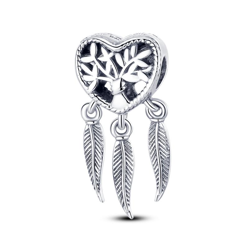 Sterling r Dreamcatcher Feathers Wing Heart Camera Angel Sweet Beads Fit Original  Charms Bracelet Women Jewelry