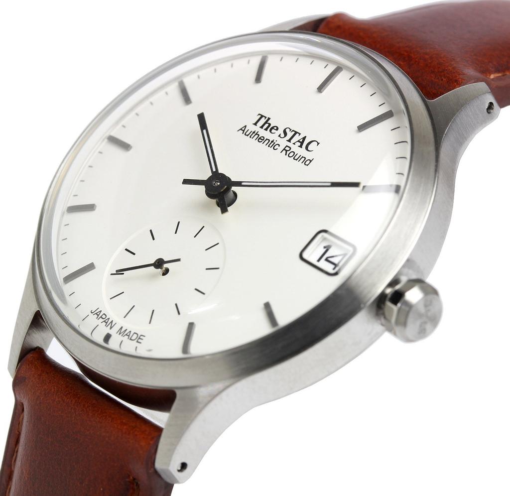 STAC Authentic Круглые Классические Сделано для Мужчин и Женщин x Серебряные Часы, Япония, (Бар Браун)