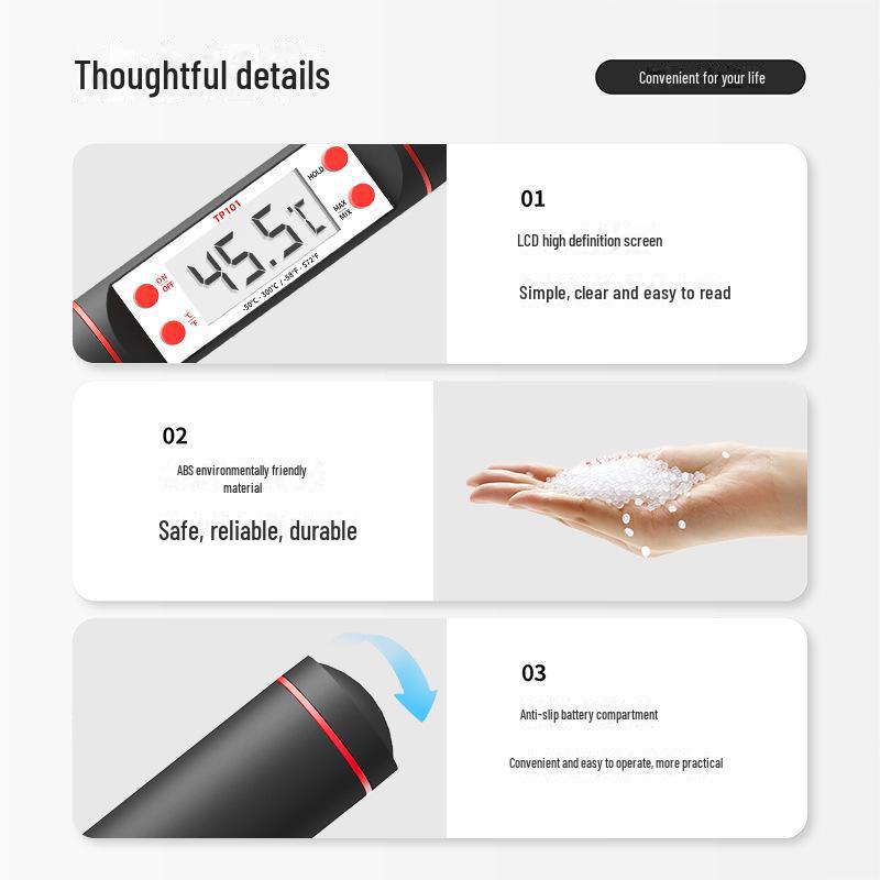 Цифровой кухонный термометр для еды, воды, масла, молока и выпечки с электронным зондом