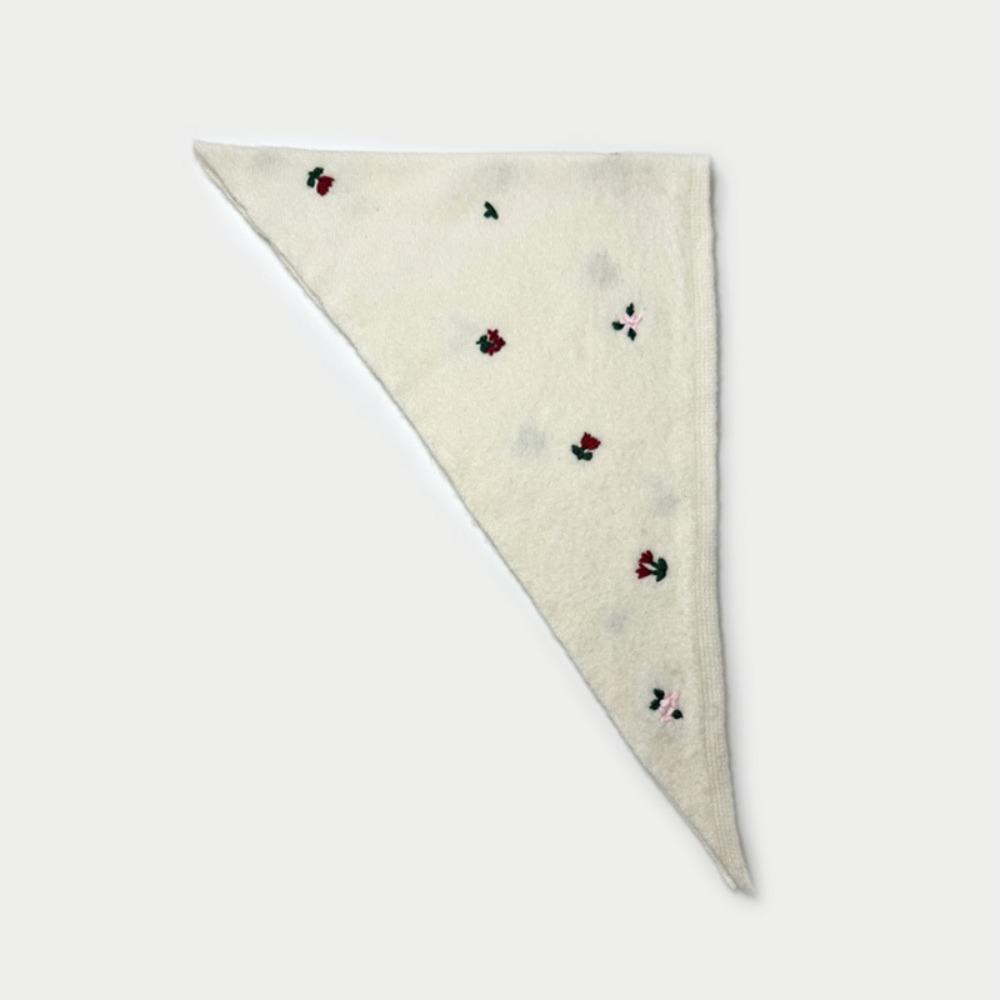 Embroidery Embroidered Triangle Scarf Rose Flower Wool Blend Headscarf Turban Clothing Accessories