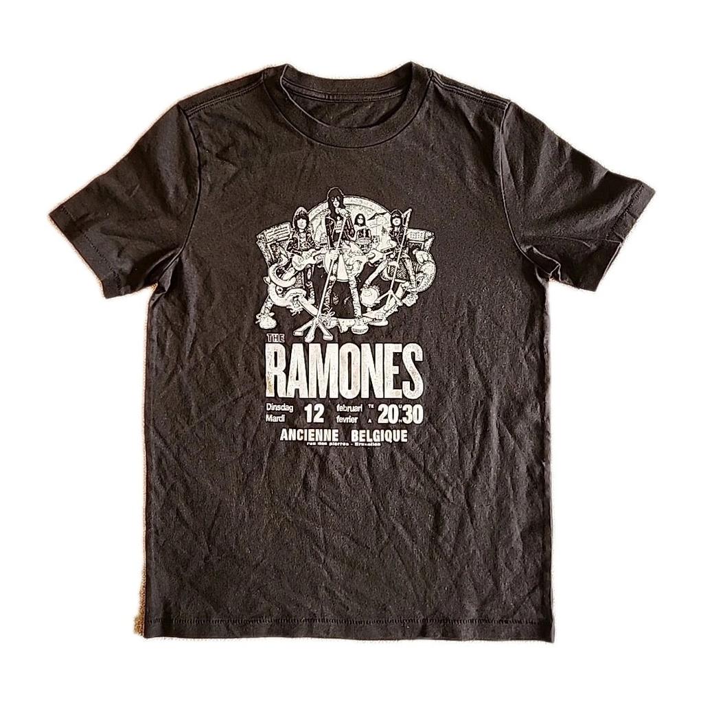 New The Ramones Ancienne Belgique Concert Boys Medium Punk Rock Black Cotton Tee