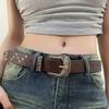 Solid Color Western Studded Belt Gothic Star Waistband Trouser Belt Y2K Punk Belt  Unisex