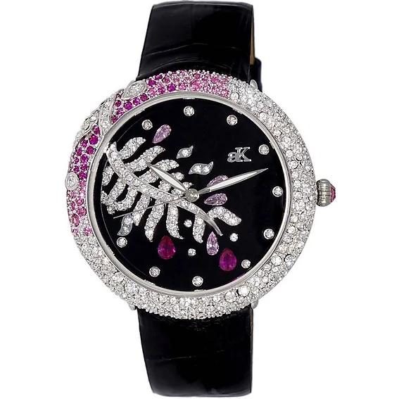 Женские часы Adee Kaye Majestic Collection с кристаллами, черный циферблат, кварцевые, AK2118-L