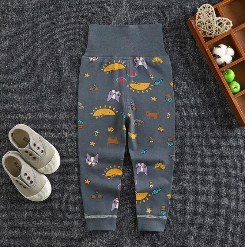 Children's 100% Cotton Autumn Pants, High-waisted Belly-protecting Pants, Baby Pants with Open Crotch, Boys' and Girls' Undershirts and Sleep Pants