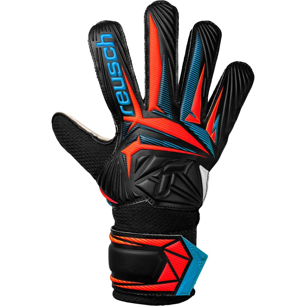 Вратарские перчатки Reusch 5662515 Attract Solid Junior (7090) Черный/Аквамариновый Синий/Шокирующий Оранжевый Размер 7