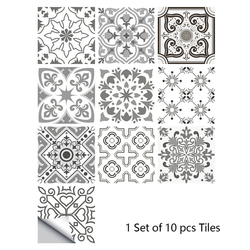 10 шт., ретро-узор, матовая поверхность, плитка, наклейки, чехлы для кухни, ванной, столов, пола, износостойкие художественные наклейки на стены