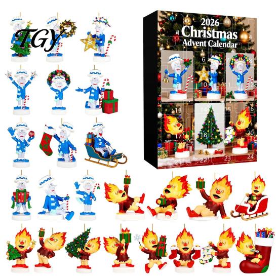 24 Day Countdown Box Christmas Advent Calendar 2026, 24-Day Surprise with Holiday Gift Boxes Acrylic Pendants, Anime Themed Collectible Gifts