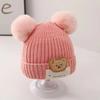 Children's Knitted Hat Winter Cute Hairball Windproof and Warm Knitted Hat Cartoon Bear Cloth Label Male and Female Hoodies