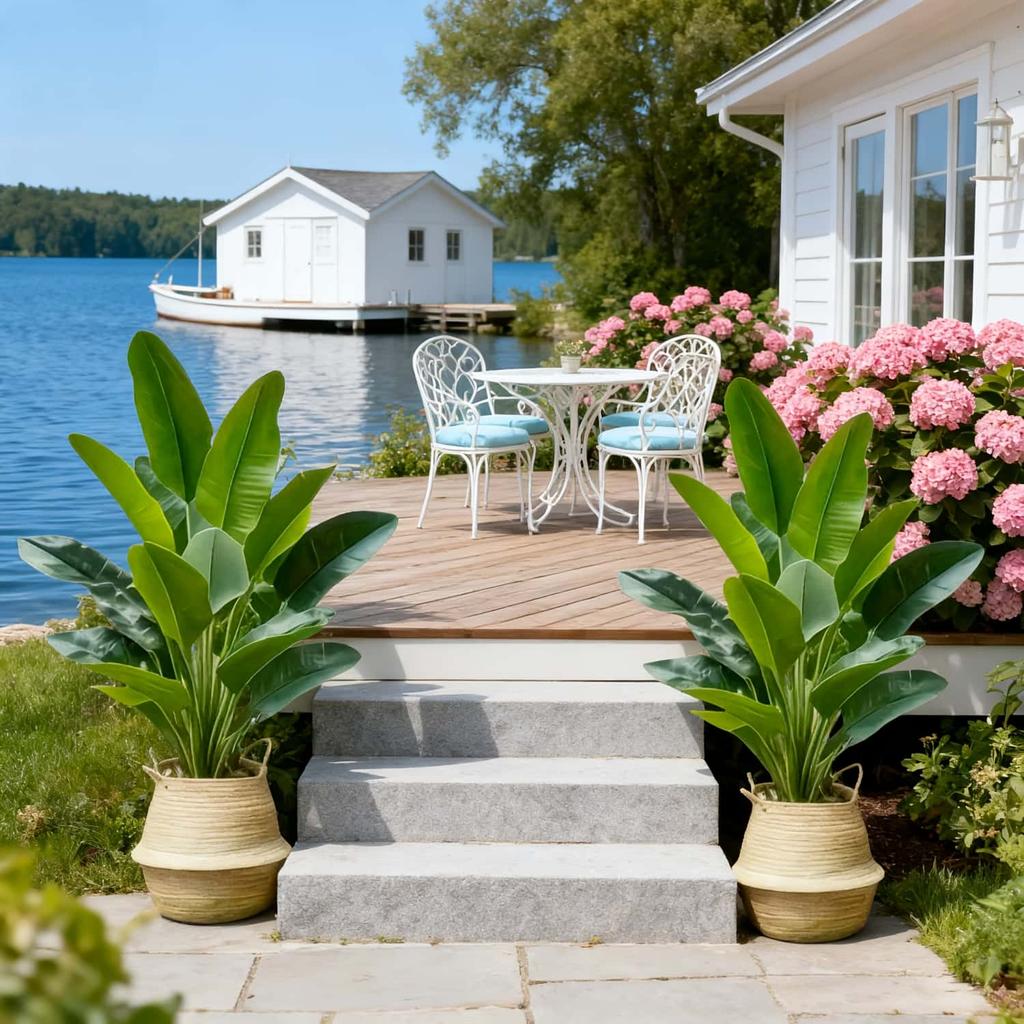 2 шт. Большие реалистичные искусственные растения Стрелиция (Райская птица), Устойчивые к УФ-лучам, Не выцветающие, Искусственные листья банана, Пальма для декора на все сезоны