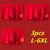 3Pcs Men's Cotton Boxers Shorts Red Underwear Underpants Undies Boy Panties Big Size L XL 2XL 3XL 4XL 5XL 6XL