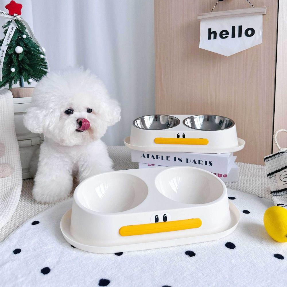 Stainless Steel Elevated Pet Feeder Anti Slip Pet Drinking Bowl with Stand  Neck Protection