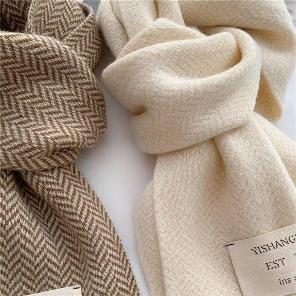 Keep Warm Knitted Scarf Stripe Pattern Long Scarf New Warm Scarves Ladies