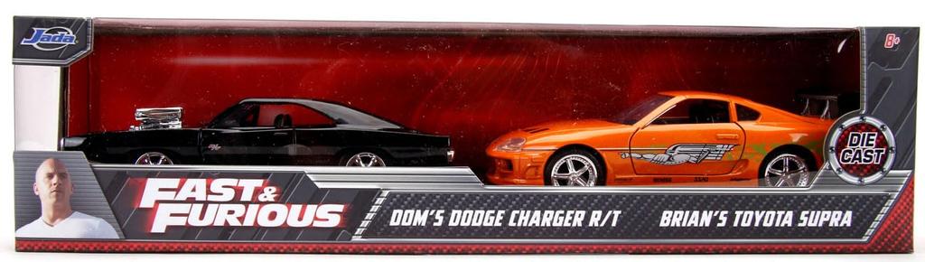 Jada Toys Серия Форсаж Доминик Dodge Charger Черный Брайан Toyota Supra Оранжевый Набор из двух готовых моделей и 1/32 F&F и
