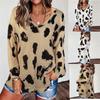 Fashion Women's Casual Tops Spring and Autumn Leopard Print Long Sleeve Pullover Large Size Loose Bottom Top Elegant Women's Clothing