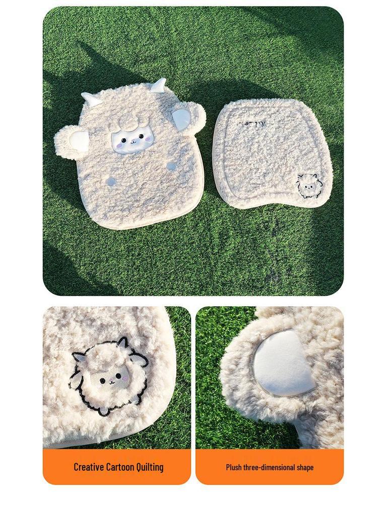 Женский милый мультяшный плюшевый зимний набор из 3 предметов для подушек автомобильных сидений для пятиместных автомобилей