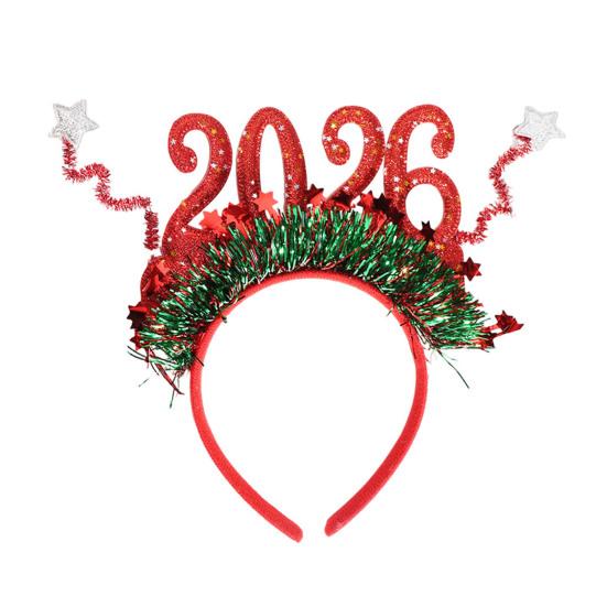 Ободок на голову «2026 Новый год» с логотипом в виде цифр, красочный дизайн, обруч для волос, праздничный аксессуар для празднования Нового года