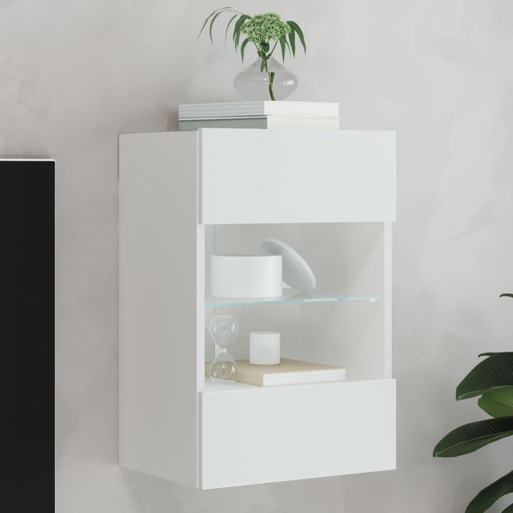 TV Wall Cabinet with LED Lights White 40 x 30 x 60.5 cm