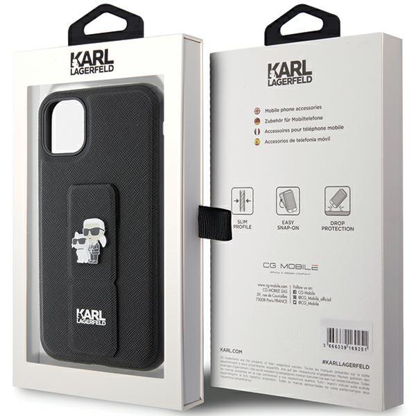 Karl Lagerfeld KLHCN61GSAKCPK iPhone 11 / Xr 6.1 czarny/black hardcase Gripstand Saffiano Karl&Choupette Pins