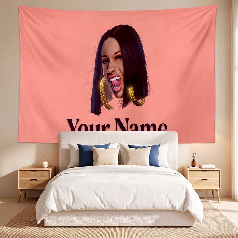 Cardi B (1) Custom Name Tapestry Wall Hanging Tapestry Wall Art Decor for Bedroom Living Room