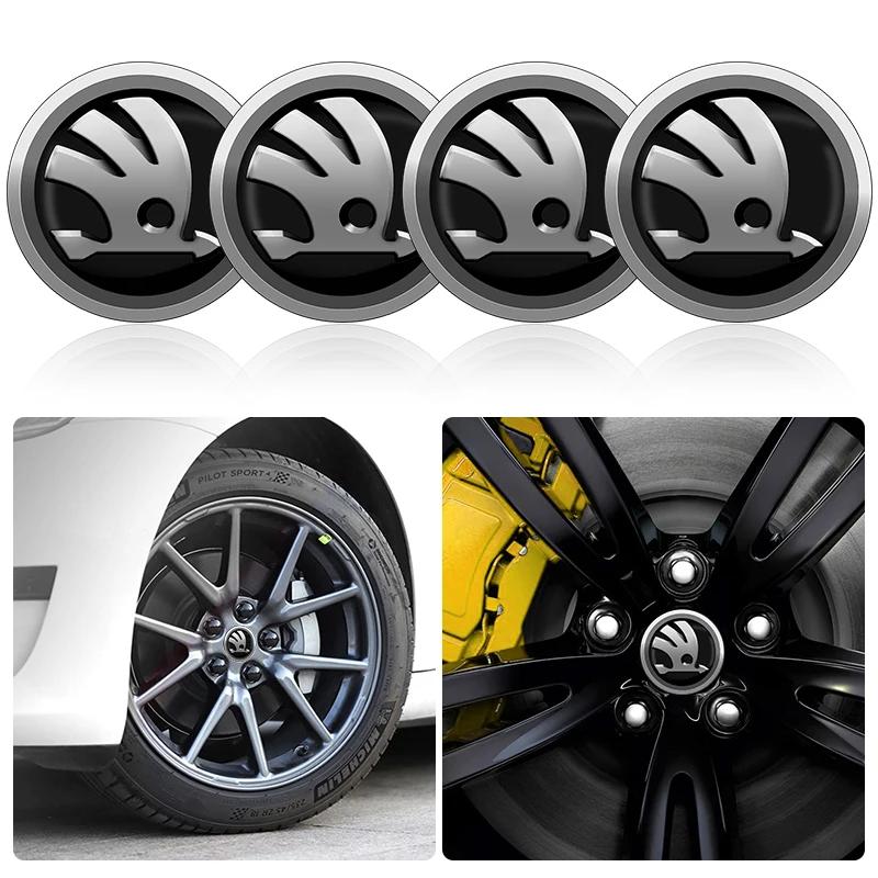 4Pcs New Car Wheel Center Hub Cap 56mm Emblem Decal Wheel Sticker For Skoda Fabia Octavia Karoq Kodiaq Kamiq Superb Rapid CitigoBP1