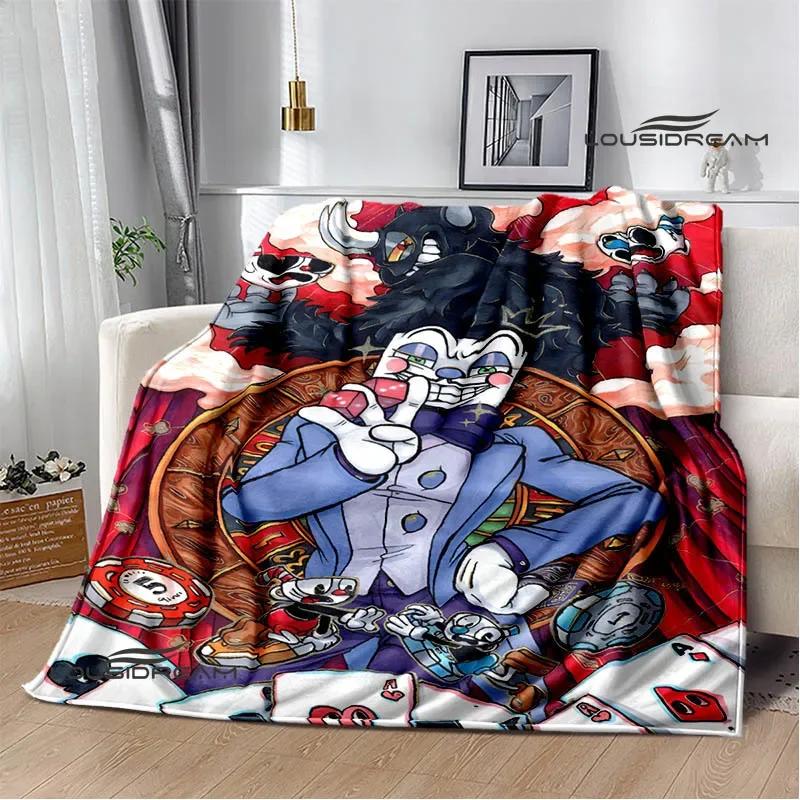 Плед с принтом мультфильма Cuphead Модные постельные принадлежности белая Фланель Теплый плед Мягкий удобный плед Подарок на день рождения