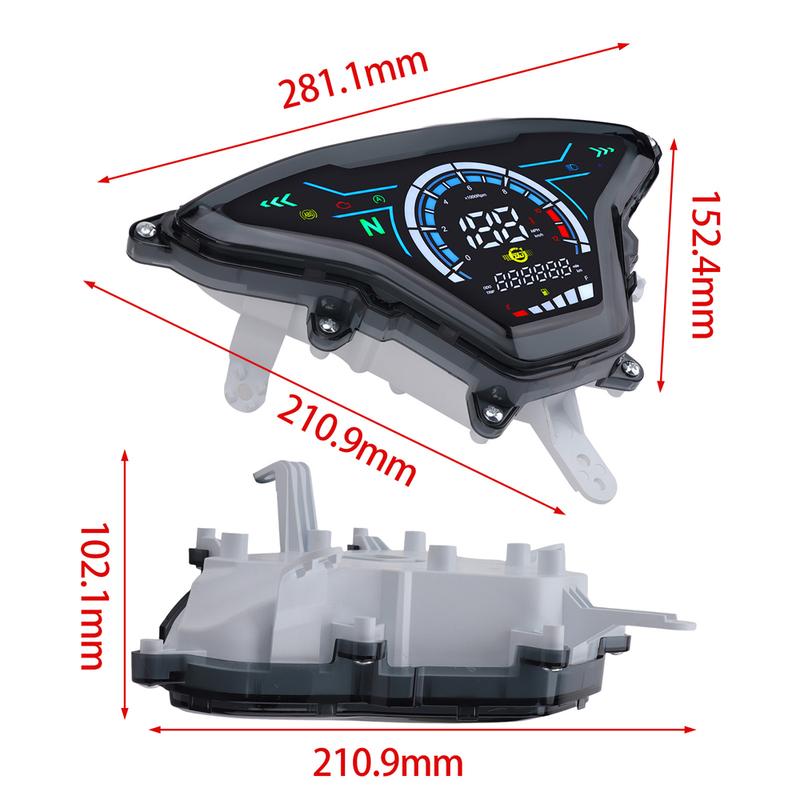 Digital Motorcycle Speedometer Tachometer Panel Multifunctional trument With Voltmeter Oil Level Gauge For YAMAHA AER0X V2