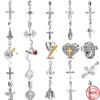 New S925 Sterling Silver Saintess Jesus Cross Amulet Hot Fine Charm Bead Fit Original Bracelet Trinket DIY Women Jewelry