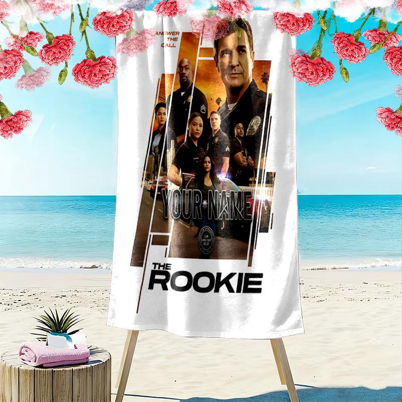 The Rookie Custom Name Print Beach Towel Large Soft Quick Dry Towel For Beach Camping Swimming