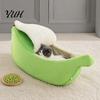 Thick Filled Puppy Bed Banana Cat Bed, Plush Pet Cave with Lid, Fleece Lined, Cozy Soft Enclosed Hideaway, Warm Semi for Cats, Small Dogs, Autumn