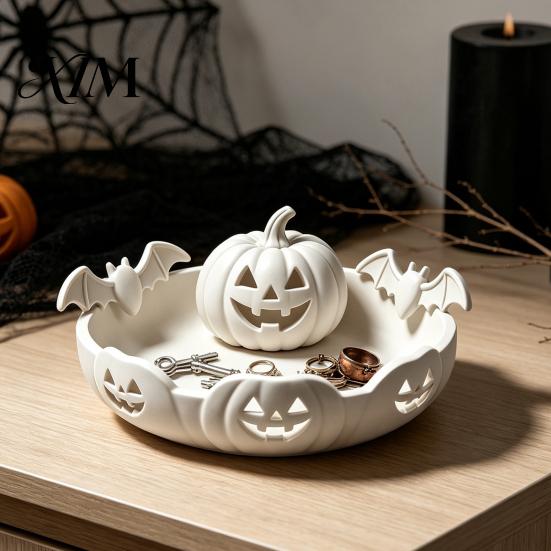 Pumpkin Tray for Halloween 3D Printed Jewelry Holder, Spooky Trinket Keys, Unique Holiday Gift Friends Rings, Earrings, Decorative Storage Organizer
