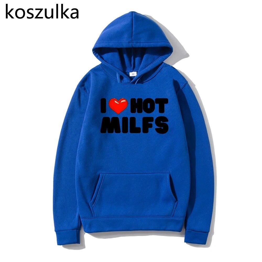 I Love MILFs Mothers Day Hoodies I Heart MILFs Husband Hoodie Harajuku Pullovers Spring/Autumn Unisex Unisexga Tops Unisex Clothing