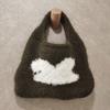 Plush knit bag, small bag, autumn/winter handheld, cute fluffy handbag, winter knit bag