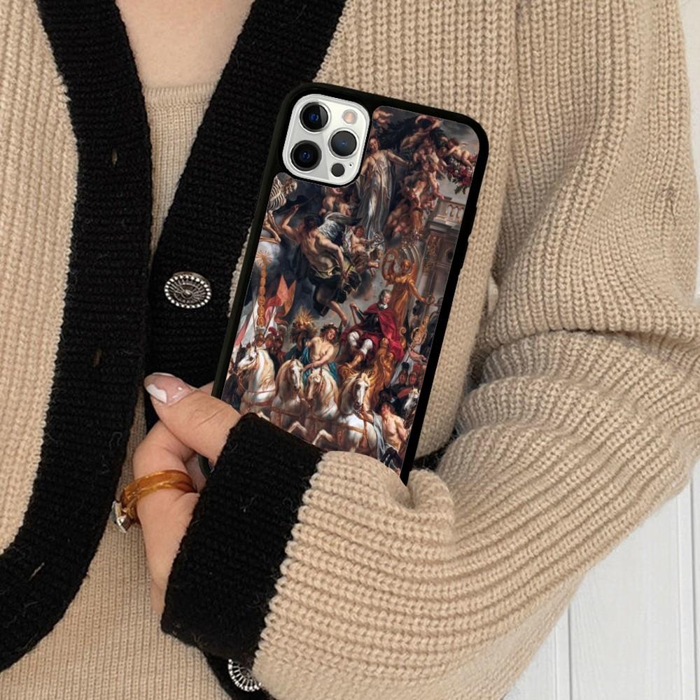 Чехол для телефона в стиле Ренессанса Силикон ПК+ТПУ Для Для iPhone 11 12 13 14 15 16 Plus Pro Max Чехол