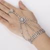 Rhinestone Bracelet With Finger Ring Bowknot Crown Link Wrist Simple Chain Women's Hand Bracelets Charms Lady Trendy Jewelry