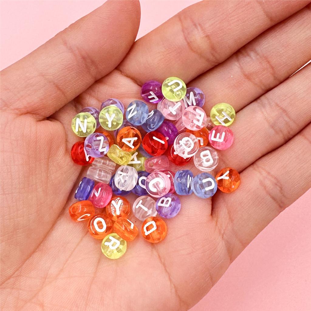 100Pcs 7mm DIY Crafts Transparent Letter For Jewelry Making Loose Beads Necklace Bracelet Pendant Wholesale