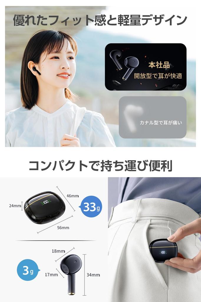 Wireless Earphones 2024 New Masterpiece Model Earphones Bluetooth with Microphone ENC Noise Cancelling Earpods LED Display Sound Quality Automatic