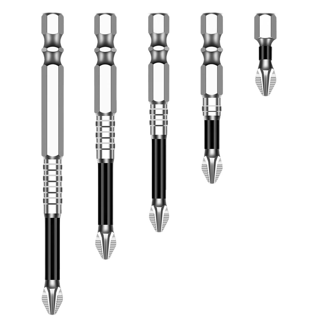 Набор из 6 нескользящих крестовых бит для отверток, набор магнитных ударных бит из легированной стали для домашнего и профессионального использования