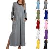 Женское свободное повседневное однотонное повседневное платье с V-образным вырезом Conjoin Long Dress