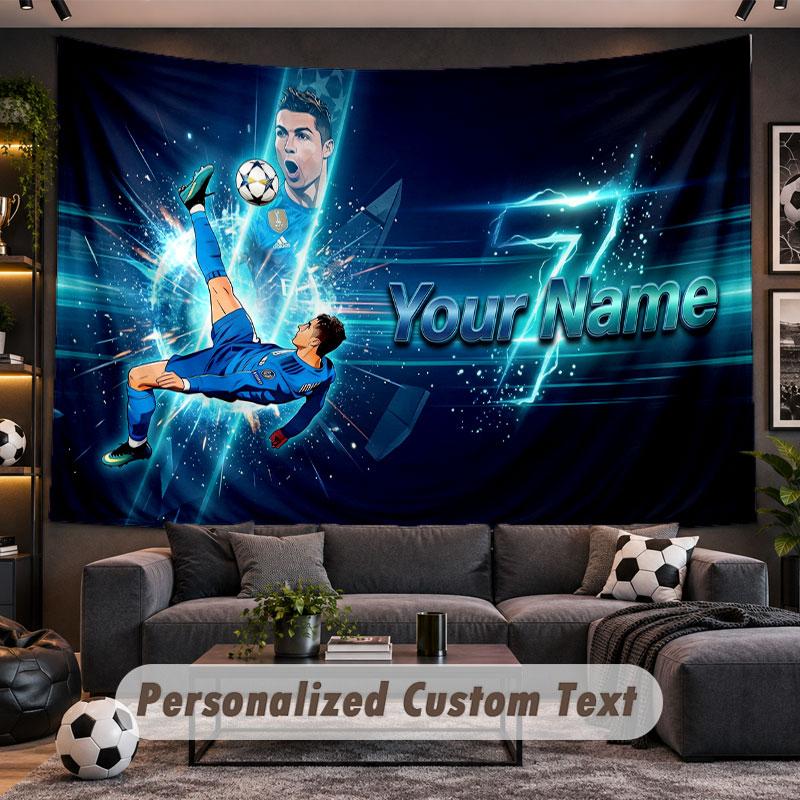 Wall Hanging Tapestry Custom NameCristiano Ronaldo Pattern Personalized Printed Fabric Wall Decor
