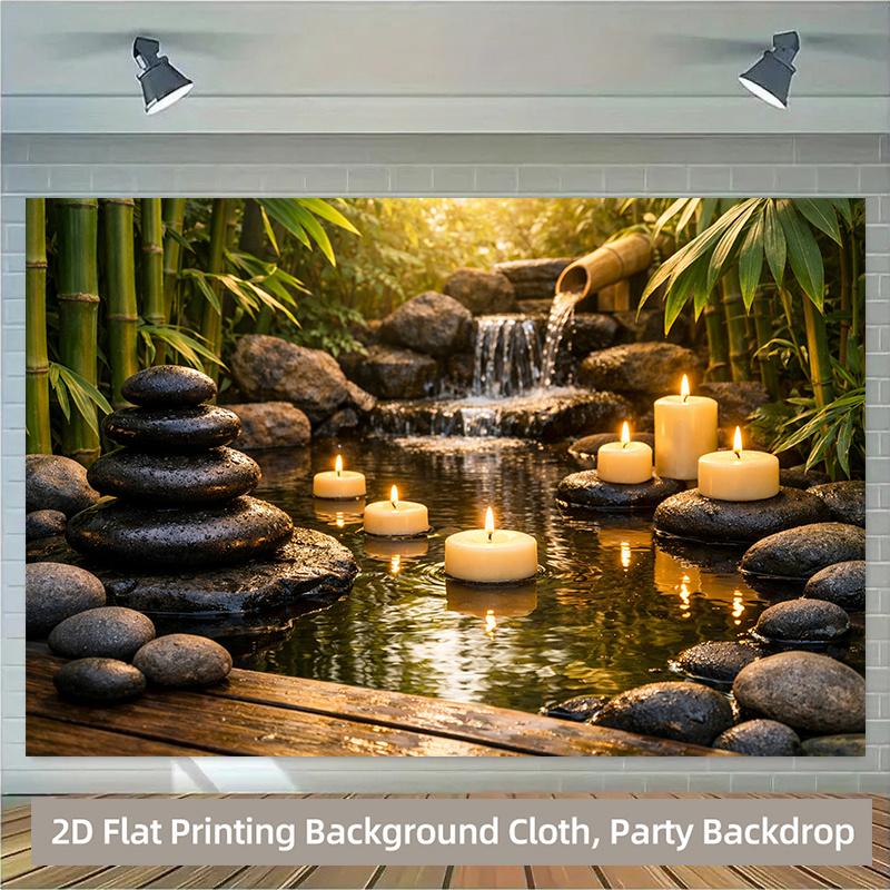 2D plane, 1 piece, tranquil candlelight and flowing water background fabric, suitable for indoor/outdoor activities.PMJ