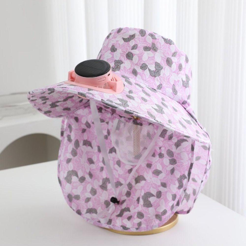 USB Charging Solar Fan Cap Breathable Fisherman Hat Sunscreen Cap Sun Cap Cycling