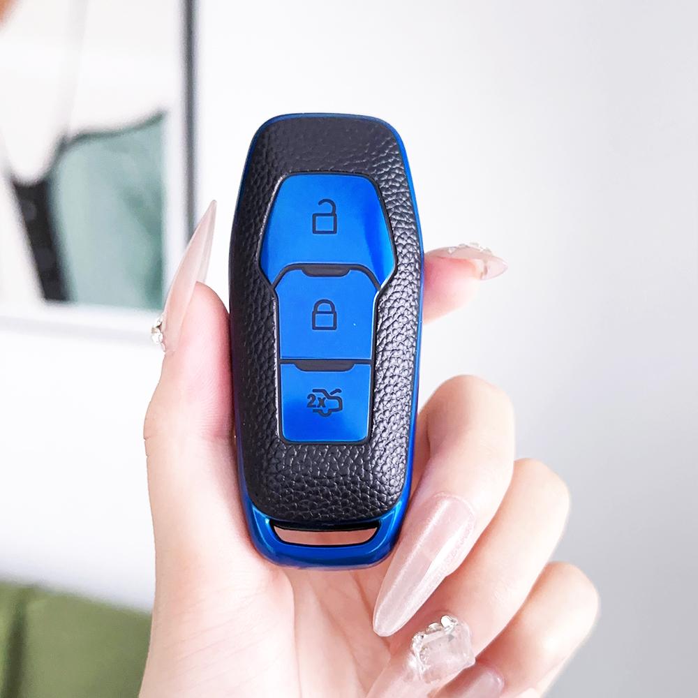 Чехол-брелок для Ford Fiesta Kuga MK3 4 Focus 3 4 ST Mustang F-150 Explorer Edge Mondeo 5 MK5 Кожаный чехол-держатель для автомобильного ключа из ТПУ