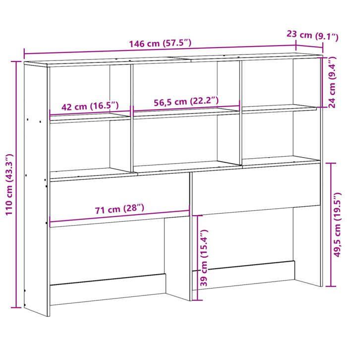 VidaXL Tête de lit avec rangement blanc 140 cm bois massif de pin, tête de lit en bois, tête de lit avec rangement, tête de 855661