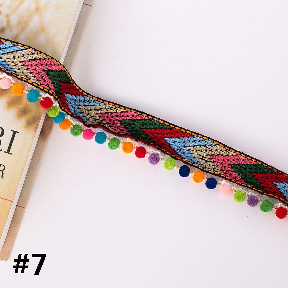 1yard Dress Costume DIY Craft Fabric Pompom Bohemia Ribbon Tassel Lace Trim Embroidered