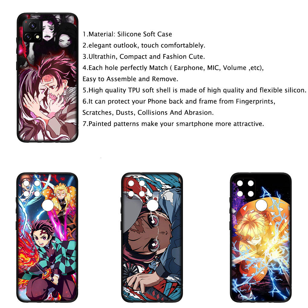 Для iPhone 16 15 Xiaomi Redmi Note 14 13 12 11 Pro Max 16e Samsung Galaxy S25 S24 S23 Moto OPPO Huawei Nezuko Demon Slayer Tanjirou чехол для телефона с рисунком