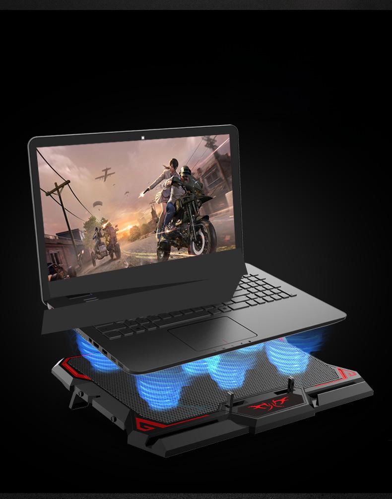 Улучшенный тонкий кулер для ноутбука с шестью вентиляторами и сенсорным управлением для игровых ноутбуков